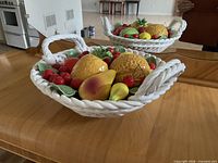 overall view of ceramic basket with fruit