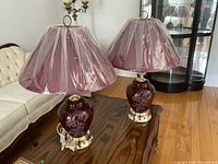 Both table lamps on coffee table showing overall appearance