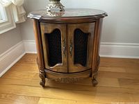 Full view of one drum end table front and top