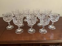 All 12 crystal goblets grouped on table