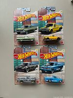 All four Hot Wheels pickup trucks in sealed blister cards