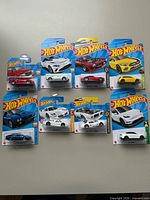 Group shot of all eight carded cars