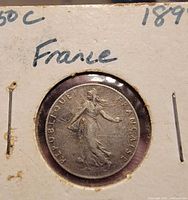 Obverse of 1899 50 centimes coin showing Sower design