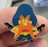 Front view showing Yosemite Sam design and enamel colors