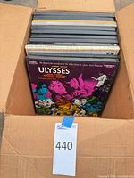 Box of LPs showing Ulysses soundtrack at front
