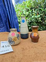 All three stoneware vases front view