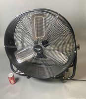 Front view showing full drum fan and size reference