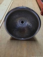 Top view of hammered stainless steel sink bowl