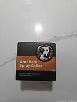 Retail box top showing Anti Bark Spray Collar text and dog graphic