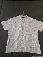 Full front view of Nat Nast short sleeve silk shirt showing pattern and overall condition