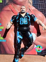 Front view of Bam Bam Bigelow figure showing outfit and paint wear