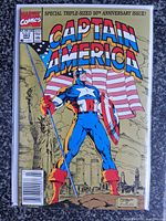 Front view of bagged Captain America #383 comic
