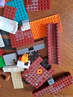 Overview of mixed LEGO plates, bricks, slopes and round elements
