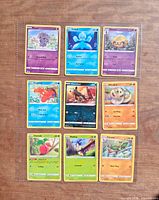 All nine Pokémon cards in binder sleeve