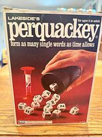 Front of Perquackey box showing branding and age range