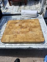 Top view of maple end-grain cutting board
