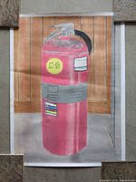 Full view of entire pastel drawing showing extinguisher and background