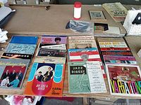 Full lot overview showing two rows of LP jackets