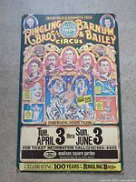 Full view of the entire circus poster laid flat on floor
