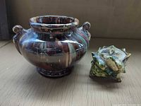 Pot and closed shell trinket box side by side