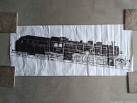 Full view of entire panoramic poster with steam locomotive illustration