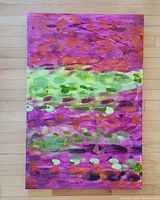 Front view of abstract mixed media painting