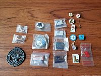 Overall view of all pins on tabletop