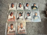 Ten Donruss Studio portrait cards displayed in three binder pages