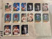 15 sleeved cards laid out in nine-pocket sheet