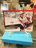 Front of Ovechkin Game Breakers card on stand