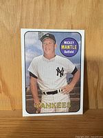 Front view of Mickey Mantle card showing player image and Yankees text