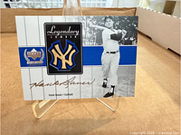Front of Hank Bauer Legendary Lumber card on stand
