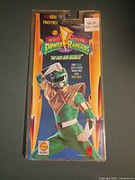 Front of sealed 3-D Audio Power Pack cassette blister card featuring Green Ranger artwork