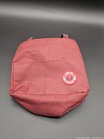 Front view of heathered red insulated lunch bag