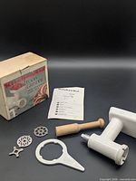 Complete group of attachment parts, manual and box