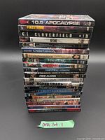 Full stack of 17 DVD cases front view
