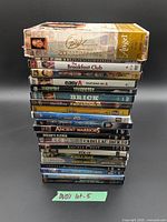 Full stack of DVDs with handwritten label