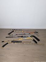 All six sticks laid out on floor