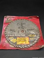Front of Vermont American 3-blade bonus pack showing 7-1/4" cutoff/rip designation