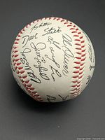 Overall view of baseball showing Dave Stieb, Al Oliver and additional signatures