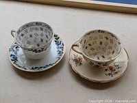 Two cups on saucers showing overall design