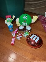 Group view of all M&M items on floor