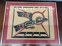 Full framed serigraph showing artwork, mat, frame