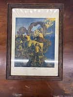 Front view showing artwork, caption, frame, and glazing