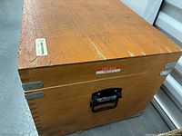 Exterior of dovetail-joint wooden case closed