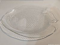 Top view of clear glass fish platter