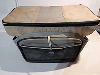 Closed cooler showing exterior fabric and zip top