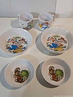 Full set: two mugs, two large bowls, two small bowls