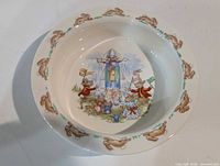 Top view showing full Bunnykins design and rabbit rim border