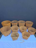 All 10 baskets front view showing sizes and weave patterns